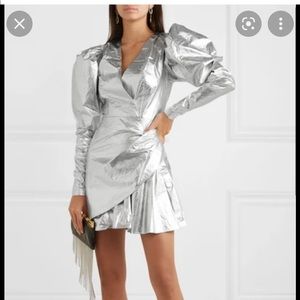 ROTATE BIRGER CHRISTENSEN
Aiken Puff Sleeve Mini Dress in silver US 12 UK 16